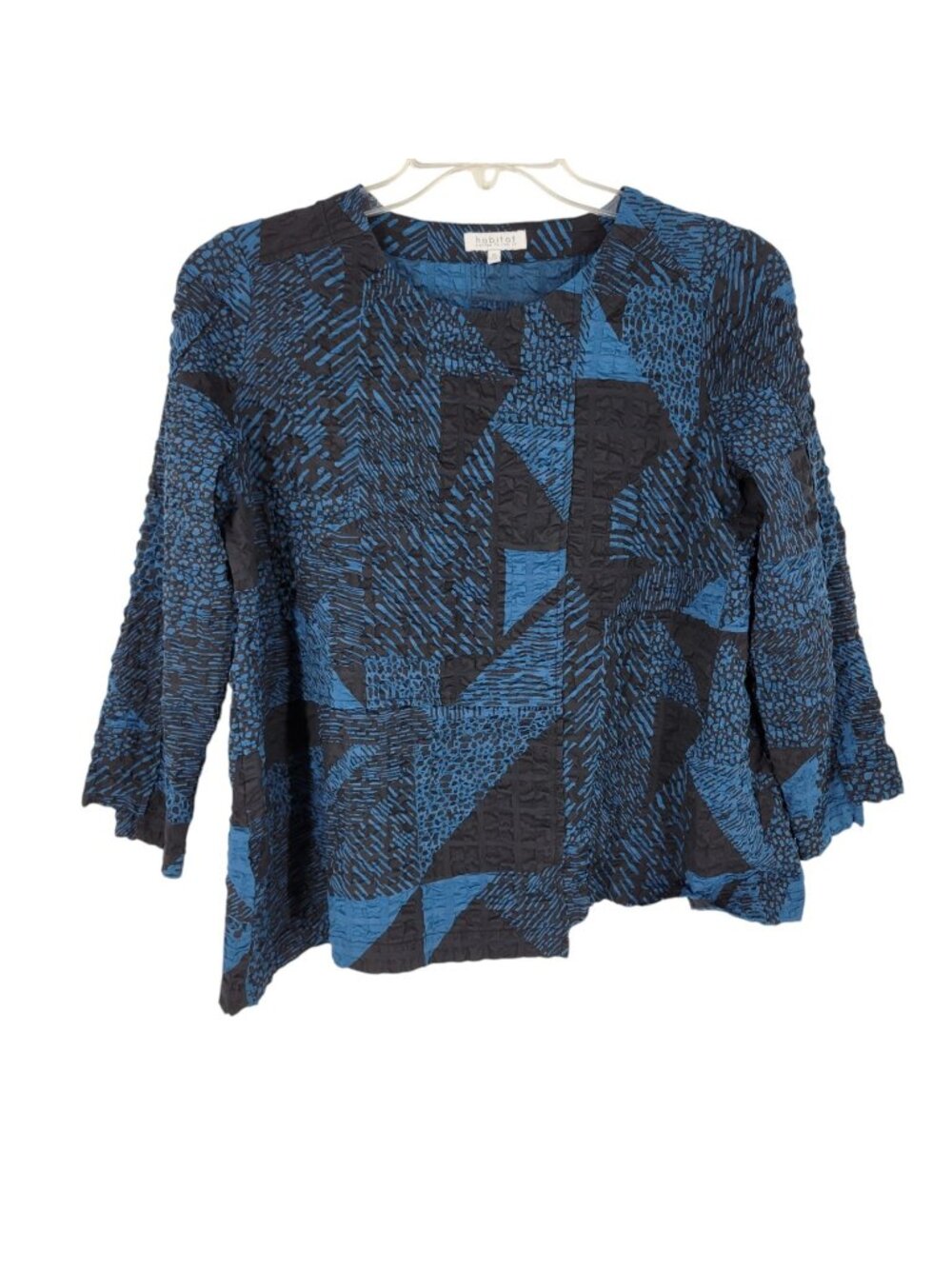 Habitat XS Crinkle Tunic Top Abstract Geometric Lagenlook Art to Wear Artsy